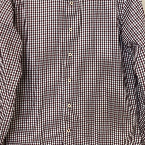 Lorenzo Uomo Trim Fit 15.5 34/35 White Gray Red Check Gingham Button Front Shirt - Picture 9 of 11